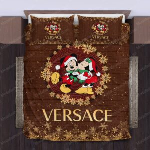 Mickey And Minnie Versace Logo Brand Bedding Set Bedroom Luxury Home Decor Bedspread