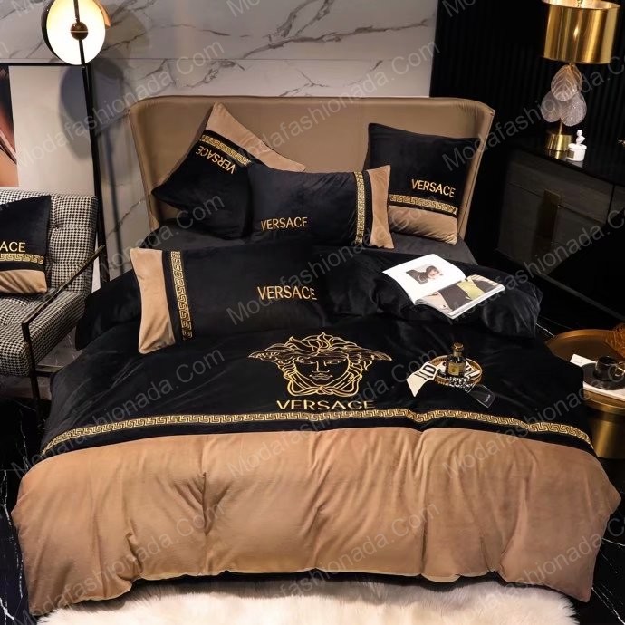 Versace Logo Brand Bedding Set Luxury Bedroom Home Decor Bedspread