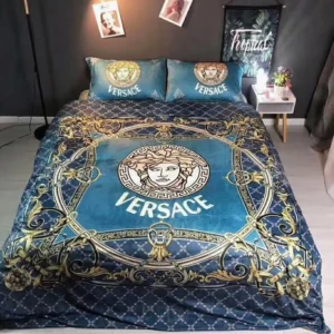 Versace Logo Brand Bedding Set Luxury Bedspread Bedroom Home Decor