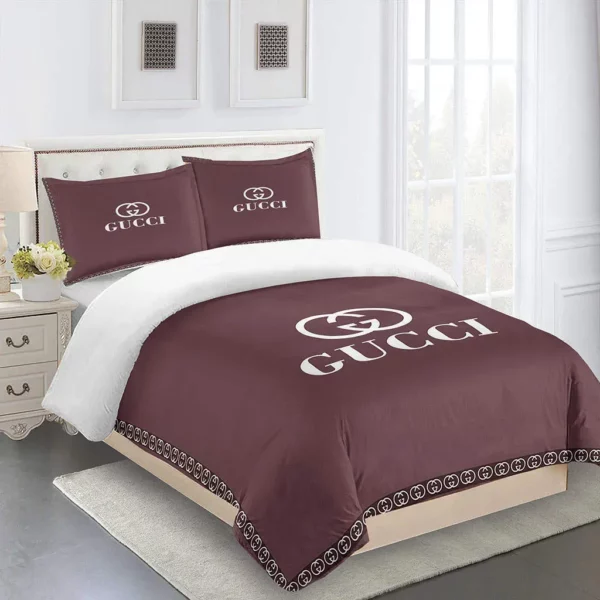 Gucci Logo Brand Bedding Set Bedroom Bedspread Luxury Home Decor