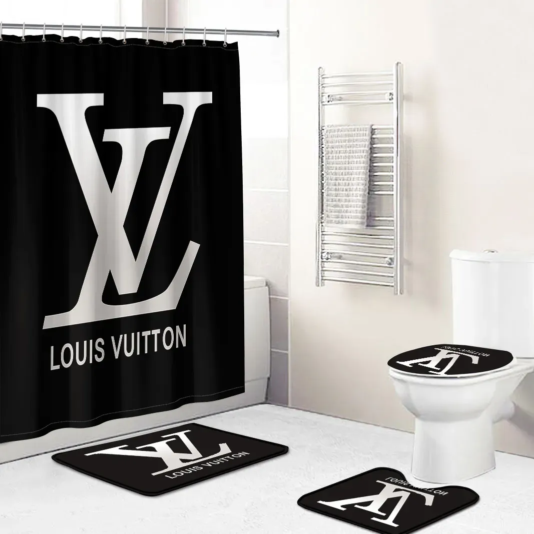 Louis Vitton Black Grayfull Bathroom Set Home Decor Luxury Fashion Brand Bath Mat Hypebeast