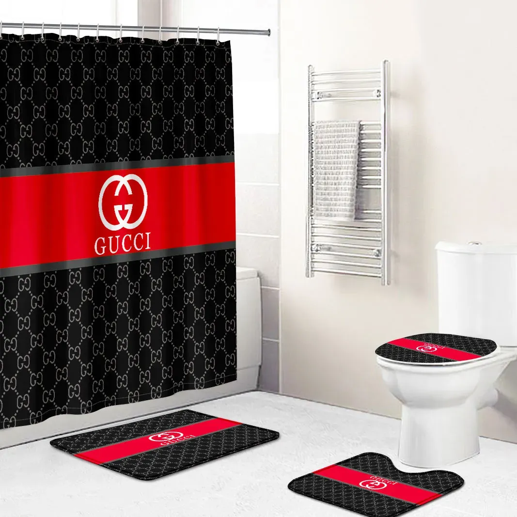 Gucci Beige Red And Black Bathroom Set Home Decor Bath Mat Hypebeast Luxury Fashion Brand