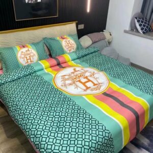 Hermes Logo Brand Bedding Set Bedroom Luxury Home Decor Bedspread