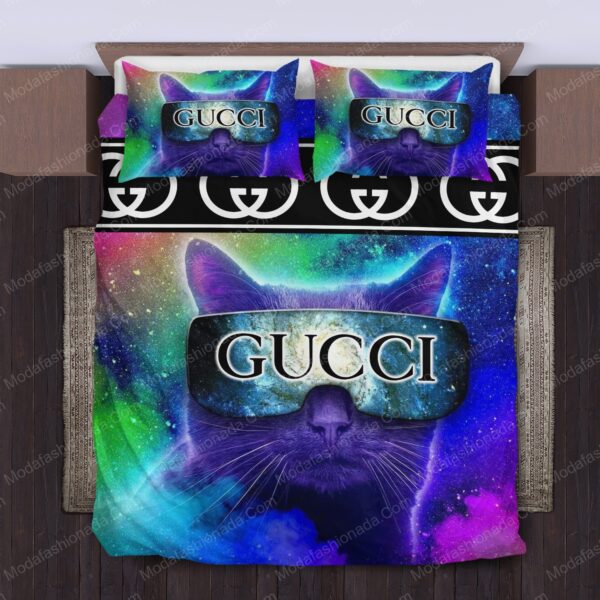 Cats Glasses Gucci Logo Brand Bedding Set Bedroom Luxury Home Decor Bedspread