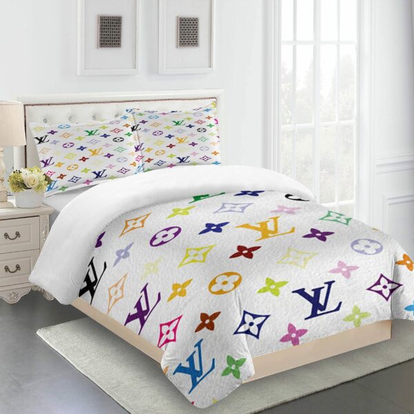 Fullmulticolor Louis Vuitton Logo Brand Bedding Set Home Decor Luxury Bedspread Bedroom