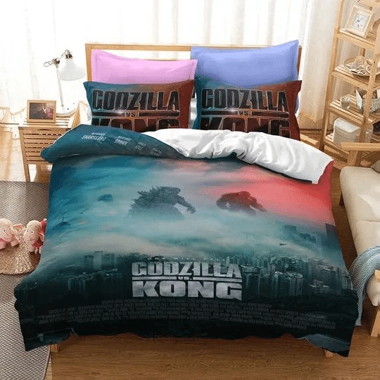 Godzilla Vs Kong Logo Brand Bedding Set Bedspread Home Decor Luxury Bedroom