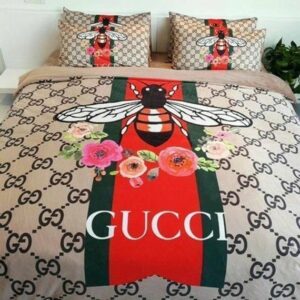 Gucci Italian Logo Brand Bedding Set Bedspread Home Decor Bedroom Luxury