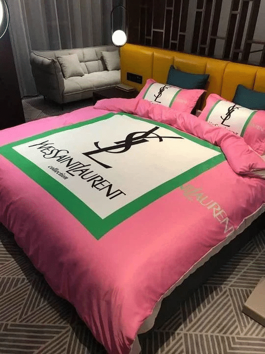 Yves Saint Laurent Logo Brand Bedding Set Luxury Home Decor Bedroom Bedspread