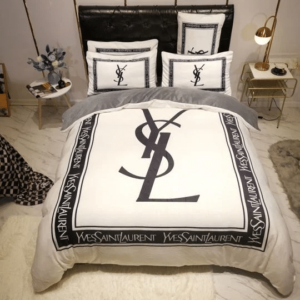 Yves Saint Laurent Logo Brand Bedding Set Bedroom Home Decor Bedspread Luxury