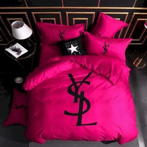 Yves Saint Laurent Logo Brand Bedding Set Bedspread Home Decor Luxury Bedroom
