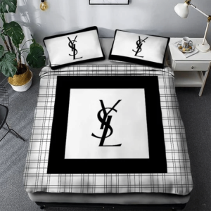 Yves Saint Laurent Logo Brand Bedding Set Bedspread Bedroom Luxury Home Decor