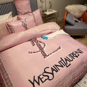 Yves Saint Laurent Logo Brand Bedding Set Luxury Bedspread Bedroom Home Decor