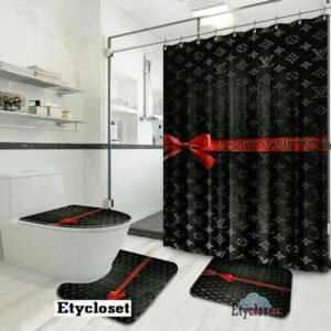 Louis Vuitton Lv Black Bathroom Set Hypebeast Bath Mat Luxury Fashion Brand Home Decor
