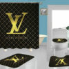 Louis Vuitton Lv Black Gold Bathroom Set Hypebeast Bath Mat Luxury Fashion Brand Home Decor