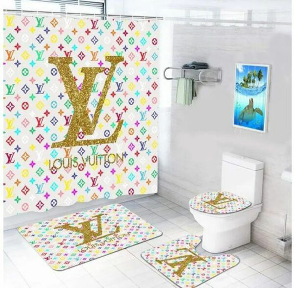 Louis Vuitton Lv Colorful Bathroom Set Luxury Fashion Brand Home Decor Hypebeast Bath Mat
