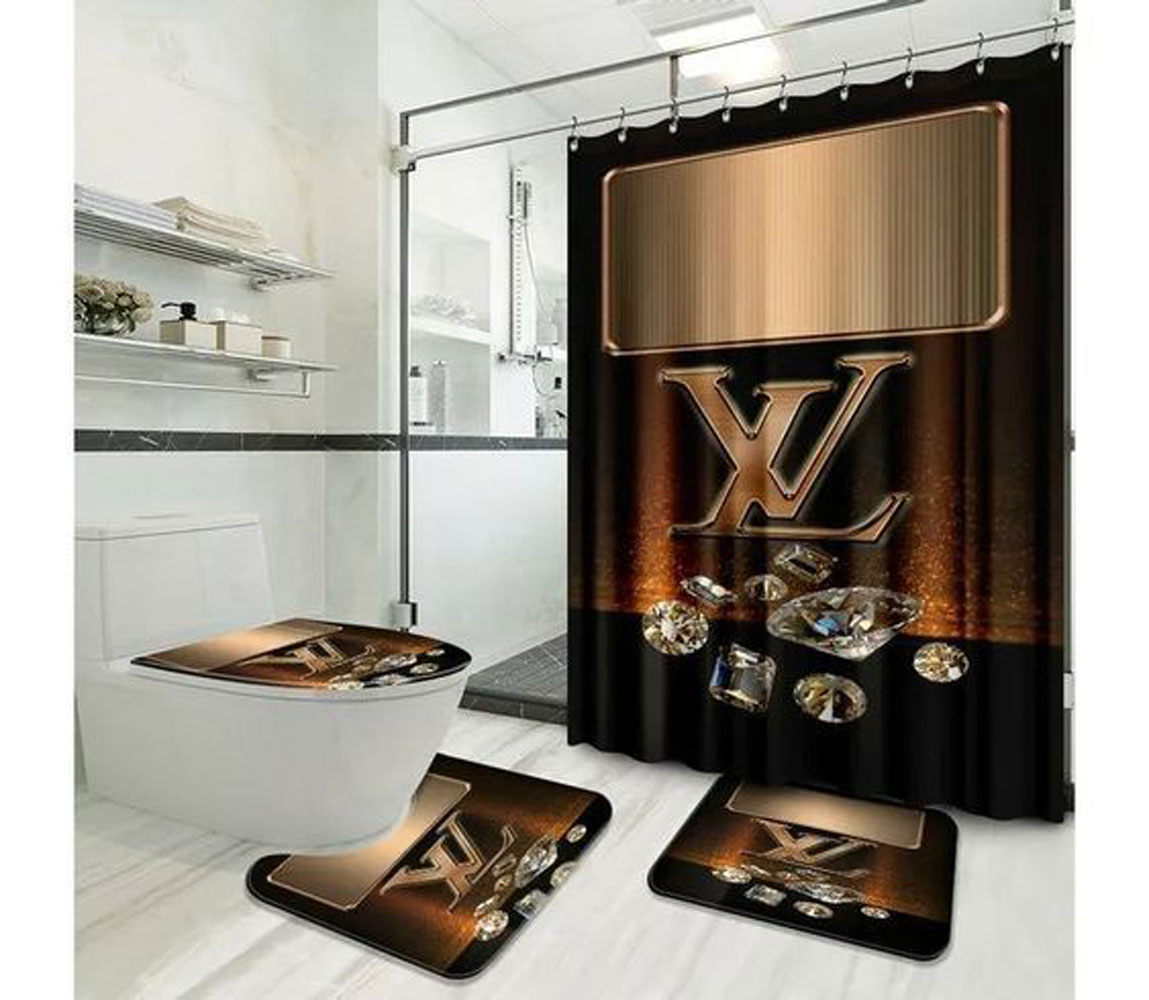 Louis Vuitton Lv Diamond Bathroom Set Home Decor Luxury Fashion Brand Bath Mat Hypebeast