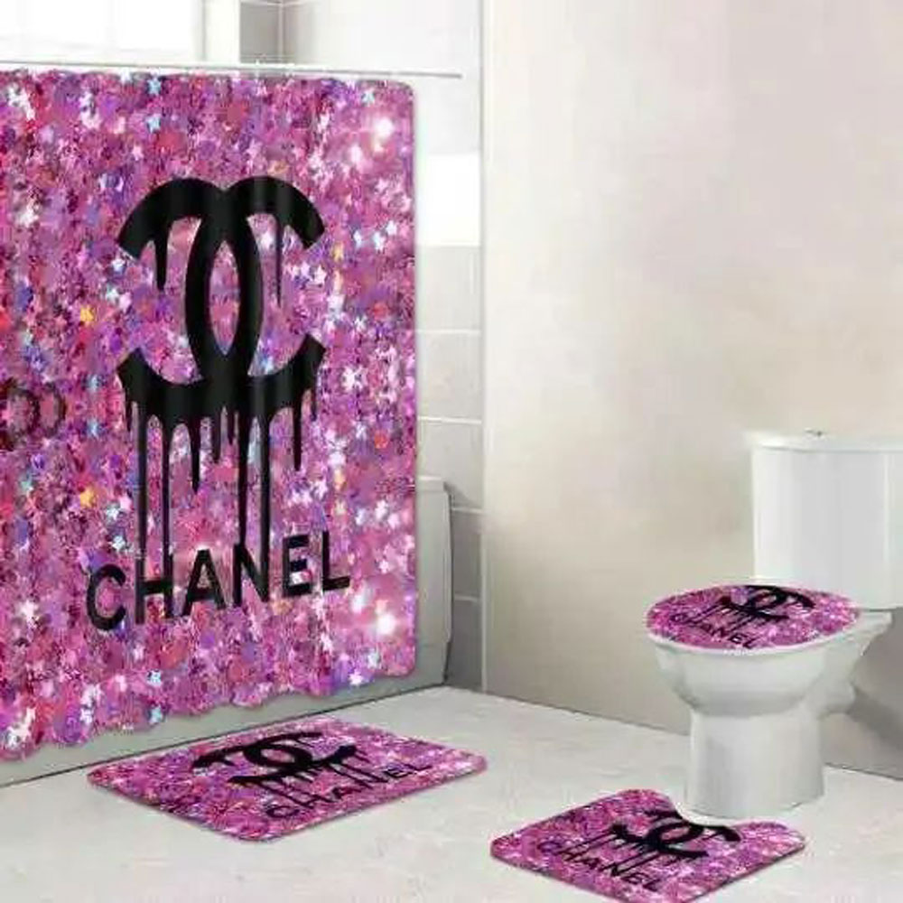 Chanel Glitter Bathroom Set Luxury Fashion Brand Hypebeast Home Decor Bath Mat