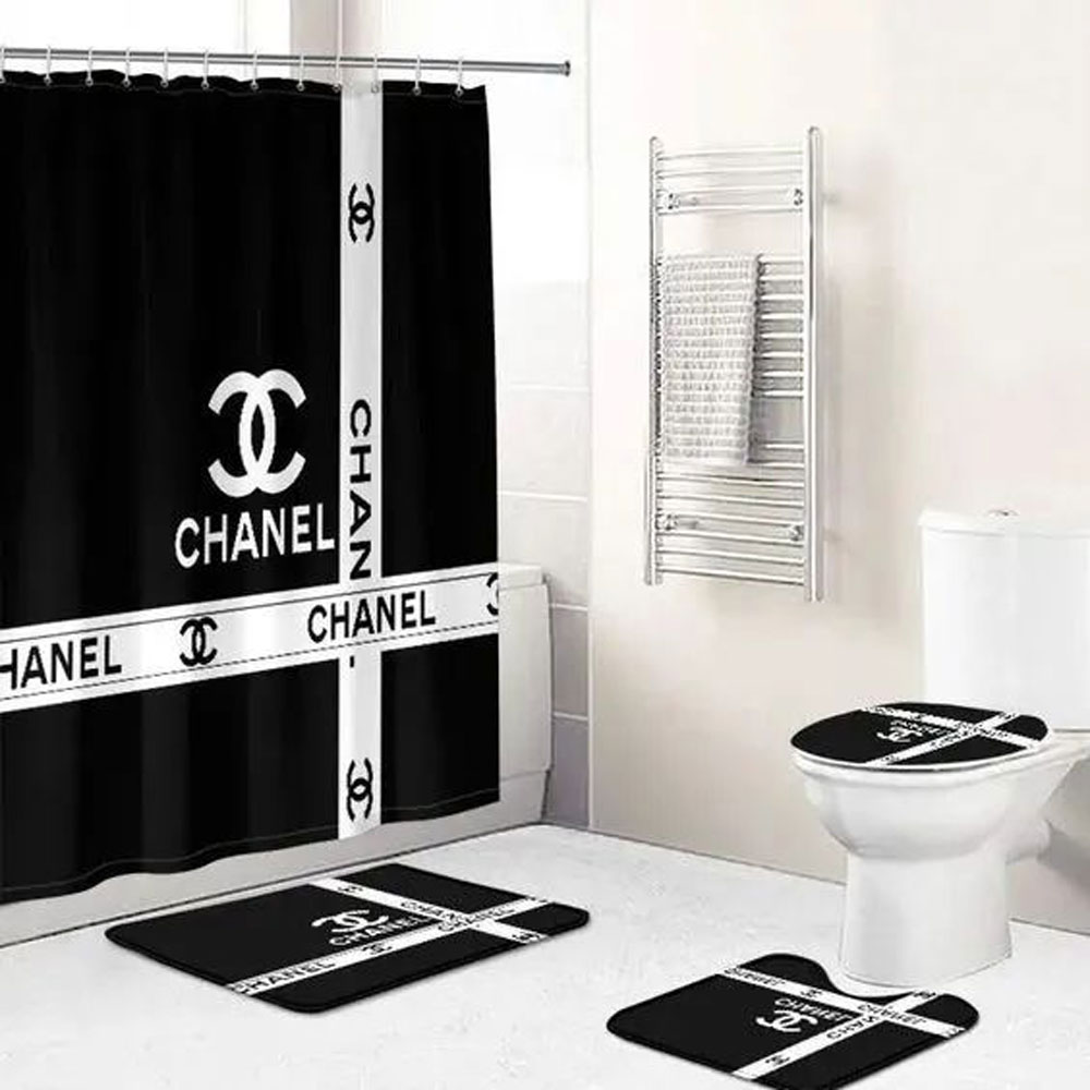 Chanel Black White Bathroom Set Hypebeast Home Decor Bath Mat Luxury Fashion Brand