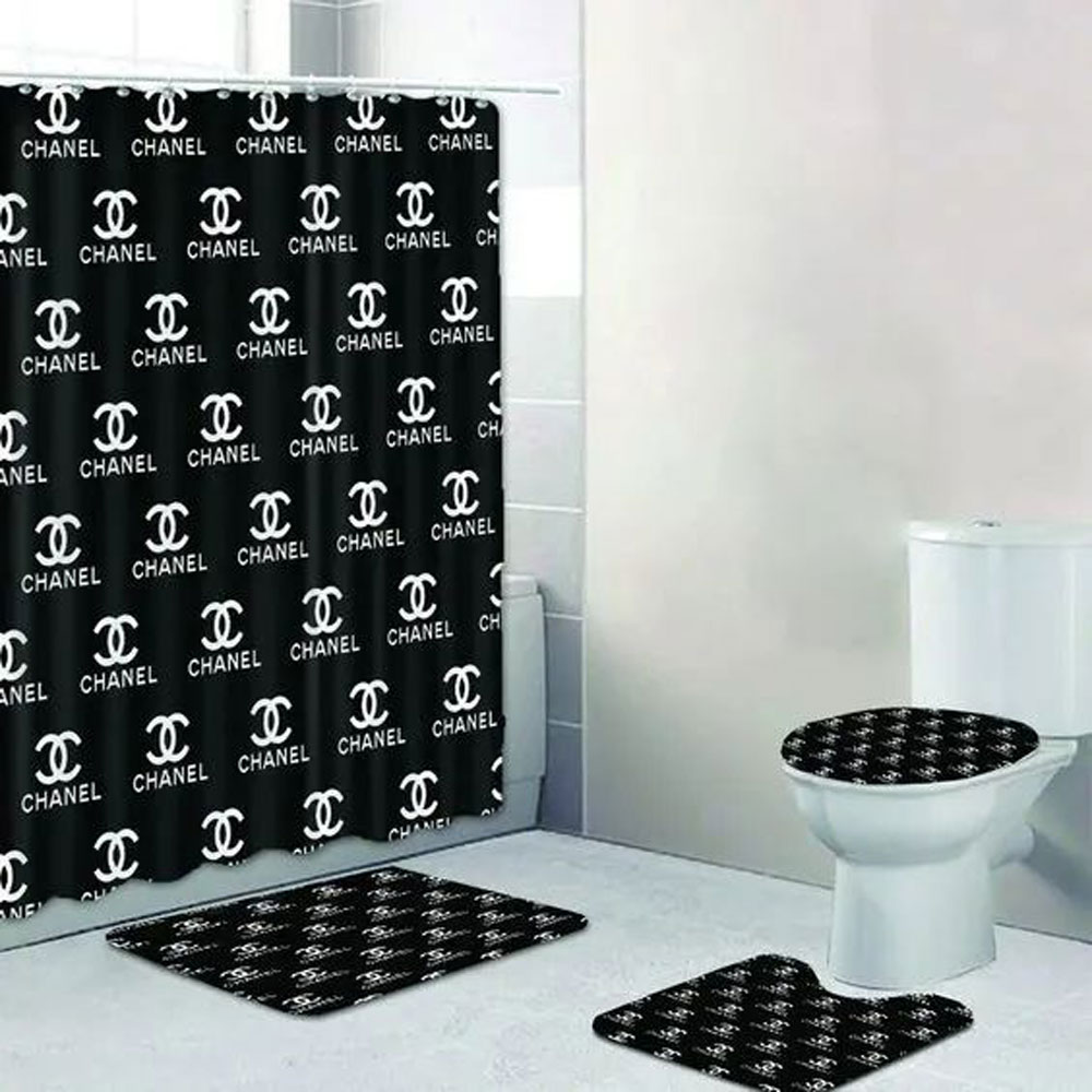Chanel Black Bathroom Set Home Decor Hypebeast Bath Mat Luxury Fashion Brand