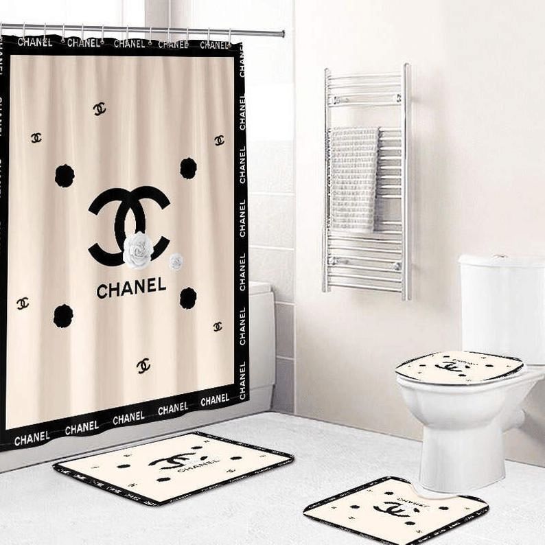 Chanel Beige Bathroom Set Luxury Fashion Brand Hypebeast Home Decor Bath Mat
