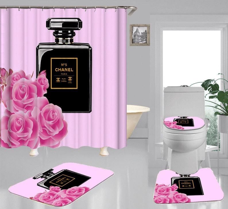 Chanel Perfume Bathroom Set Luxury Fashion Brand Home Decor Bath Mat Hypebeast