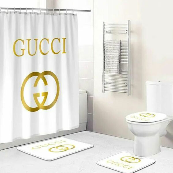 Gucci White Bathroom Set Home Decor Bath Mat Hypebeast Luxury Fashion Brand