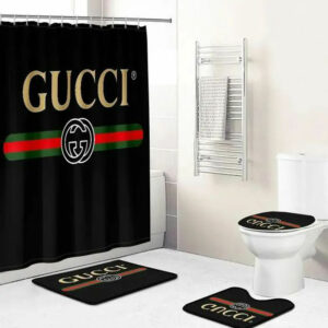 Gucci Black Stripe Bathroom Set Luxury Fashion Brand Bath Mat Hypebeast Home Decor