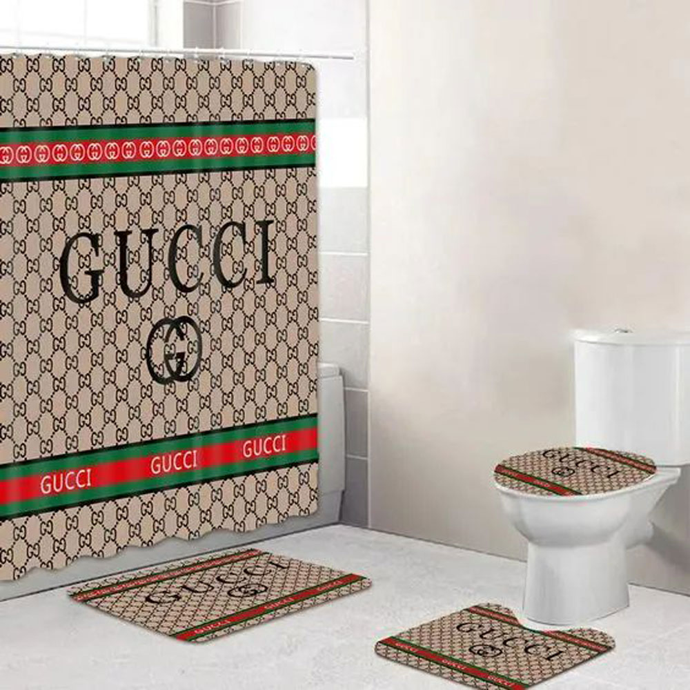 Gucci Brown Bathroom Set Hypebeast Luxury Fashion Brand Home Decor Bath Mat