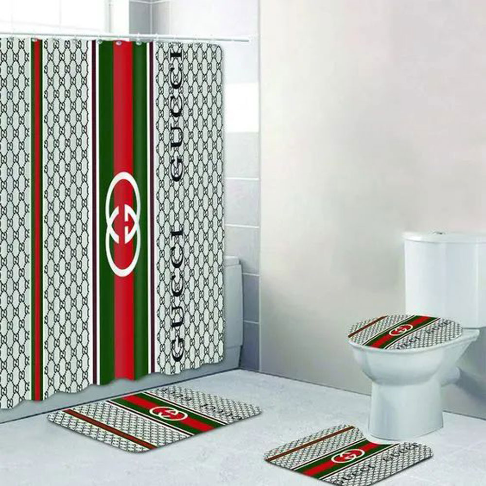 Gucci Stripe Bathroom Set Hypebeast Luxury Fashion Brand Home Decor Bath Mat