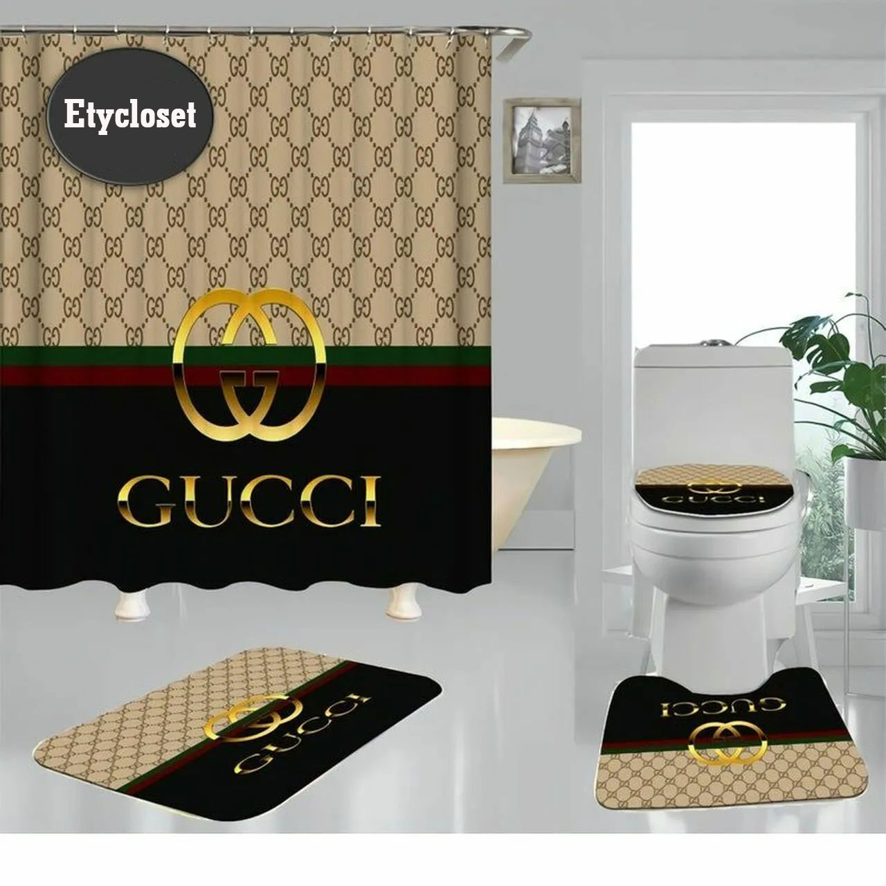 Gucci Bathroom Set Home Decor Hypebeast Bath Mat Luxury Fashion Brand