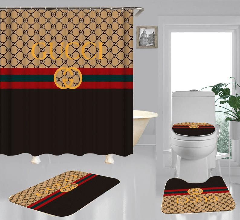 Gucci Stripe Bathroom Set Hypebeast Bath Mat Luxury Fashion Brand Home Decor