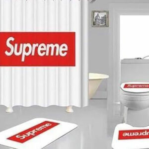 Supreme White Bathroom Set Bath Mat Home Decor Hypebeast Luxury Fashion Brand