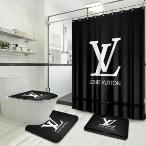 Louis Vuitton Lv Black Bathroom Set Bath Mat Home Decor Hypebeast Luxury Fashion Brand