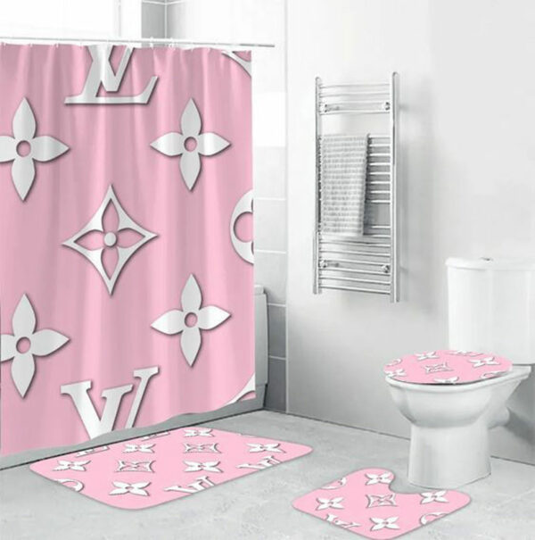 Louis Vuitton Lv Pink Bathroom Set Home Decor Hypebeast Luxury Fashion Brand Bath Mat