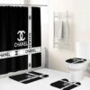 Chanel Black White Bathroom Set Luxury Fashion Brand Hypebeast Bath Mat Home Decor