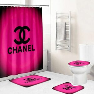 Chanel Pink Bathroom Set Bath Mat Luxury Fashion Brand Home Decor Hypebeast