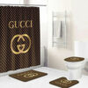 Gucci Brown Gold Bathroom Set Bath Mat Luxury Fashion Brand Hypebeast Home Decor