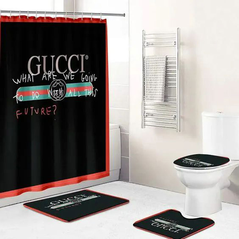 Gucci Black Bathroom Set Luxury Fashion Brand Bath Mat Home Decor Hypebeast