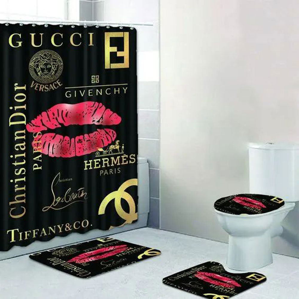 Gucci Versace Chanel Dior Bathroom Set Hypebeast Luxury Fashion Brand Bath Mat Home Decor