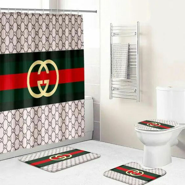 Gucci Stripe Bathroom Set Home Decor Bath Mat Luxury Fashion Brand Hypebeast