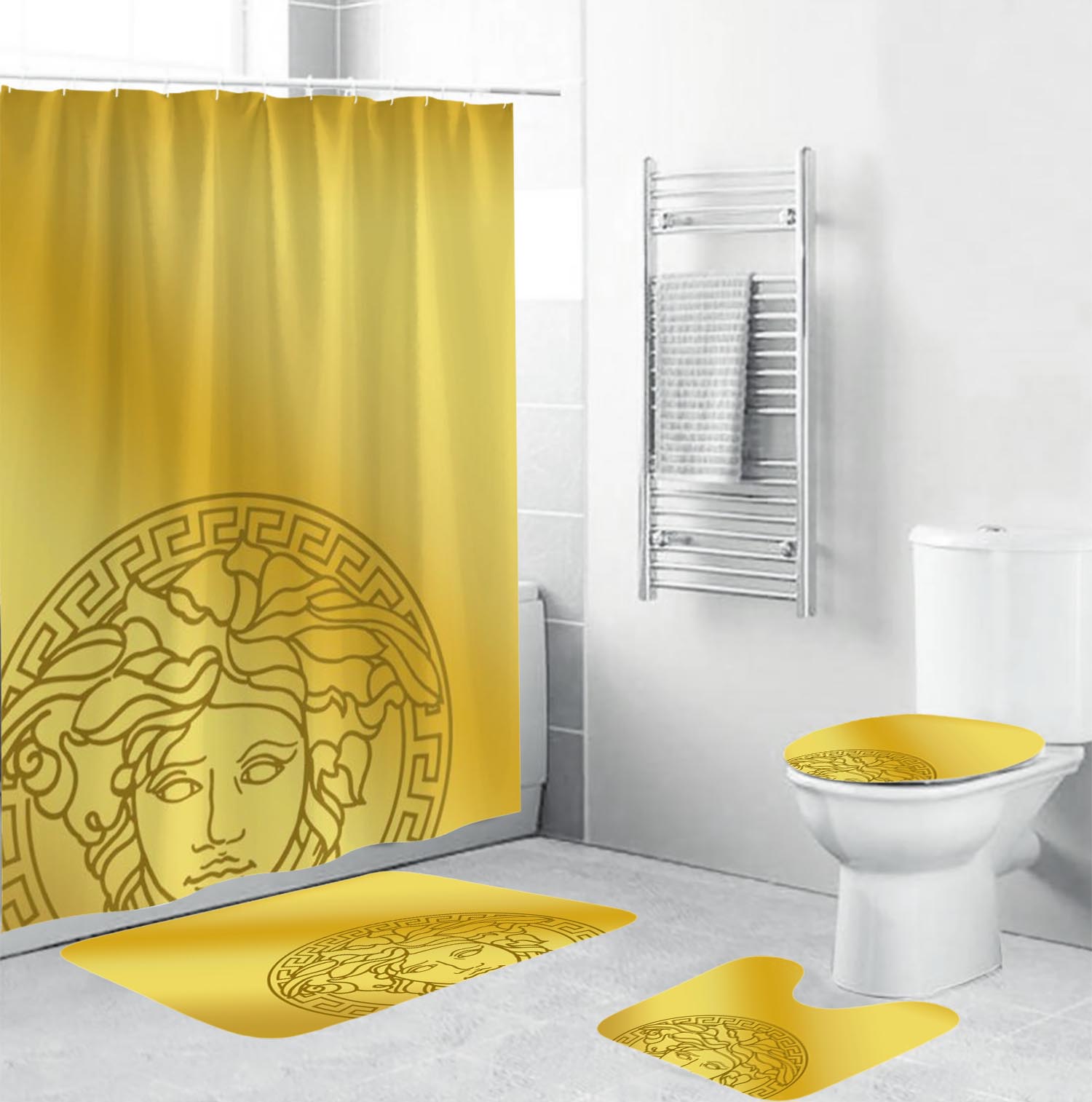 Gianni Versace Gold Bathroom Set Luxury Fashion Brand Bath Mat Hypebeast Home Decor