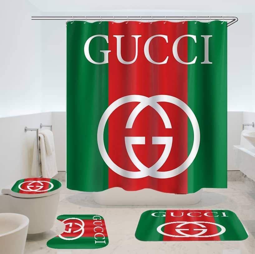 Gucci Stripe Bathroom Set Luxury Fashion Brand Bath Mat Hypebeast Home Decor
