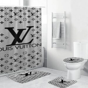Louis Vuitton Lv Grey Bathroom Set Home Decor Hypebeast Luxury Fashion Brand Bath Mat