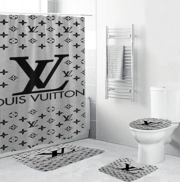 Louis Vuitton Lv Grey Bathroom Set Home Decor Hypebeast Luxury Fashion Brand Bath Mat