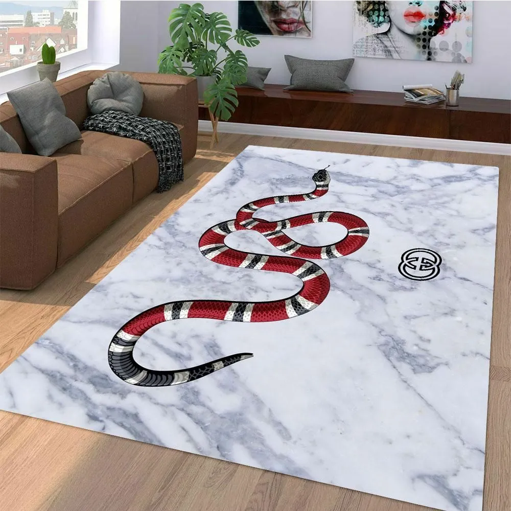 Gucci snake white Rectangle Rug Luxury Area Carpet Home Decor Door Mat Fashion Brand