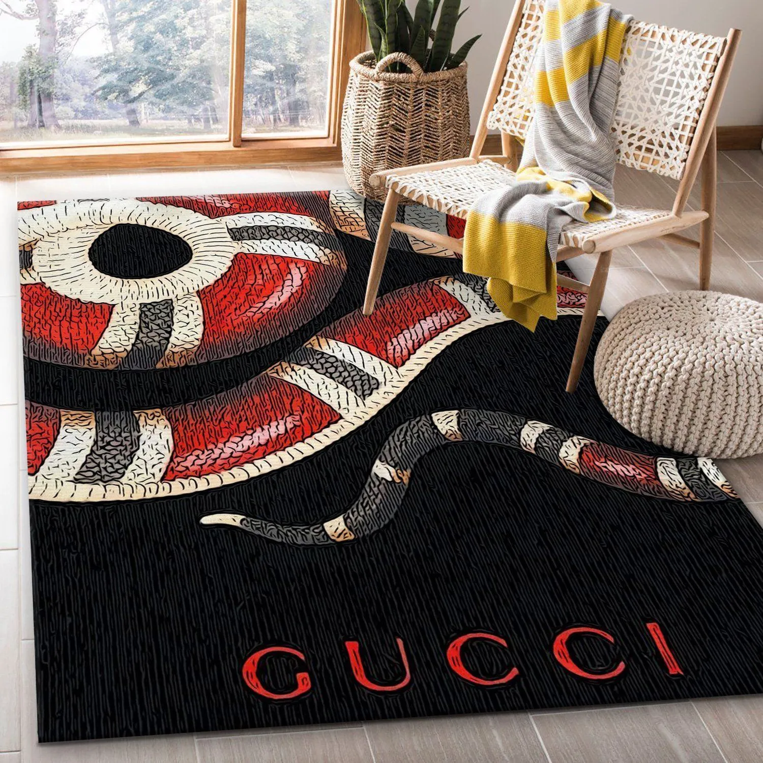 Gucci snake Rectangle Rug Luxury Fashion Brand Door Mat Home Decor Area Carpet