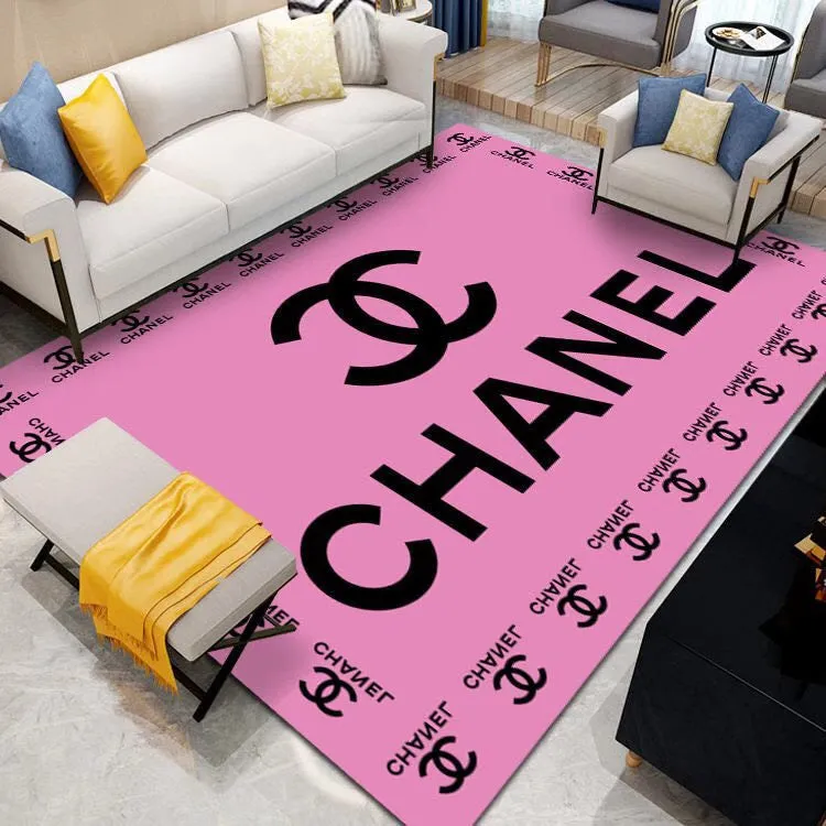 Chanel pink Rectangle Rug Fashion Brand Door Mat Luxury Area Carpet Home Decor