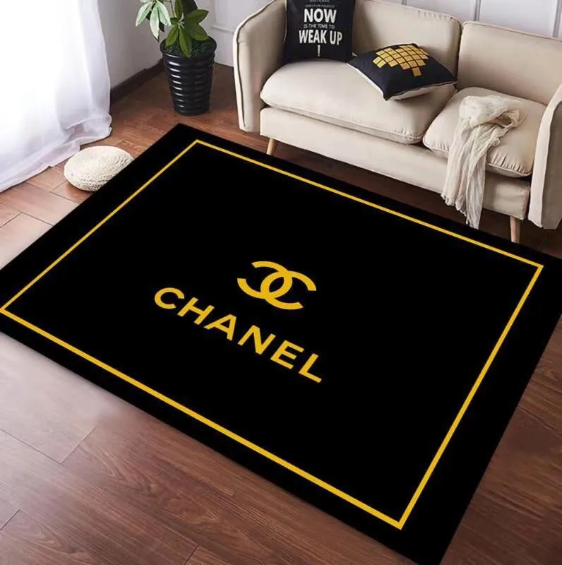 Chanel black Rectangle Rug Door Mat Luxury Fashion Brand Home Decor Area Carpet