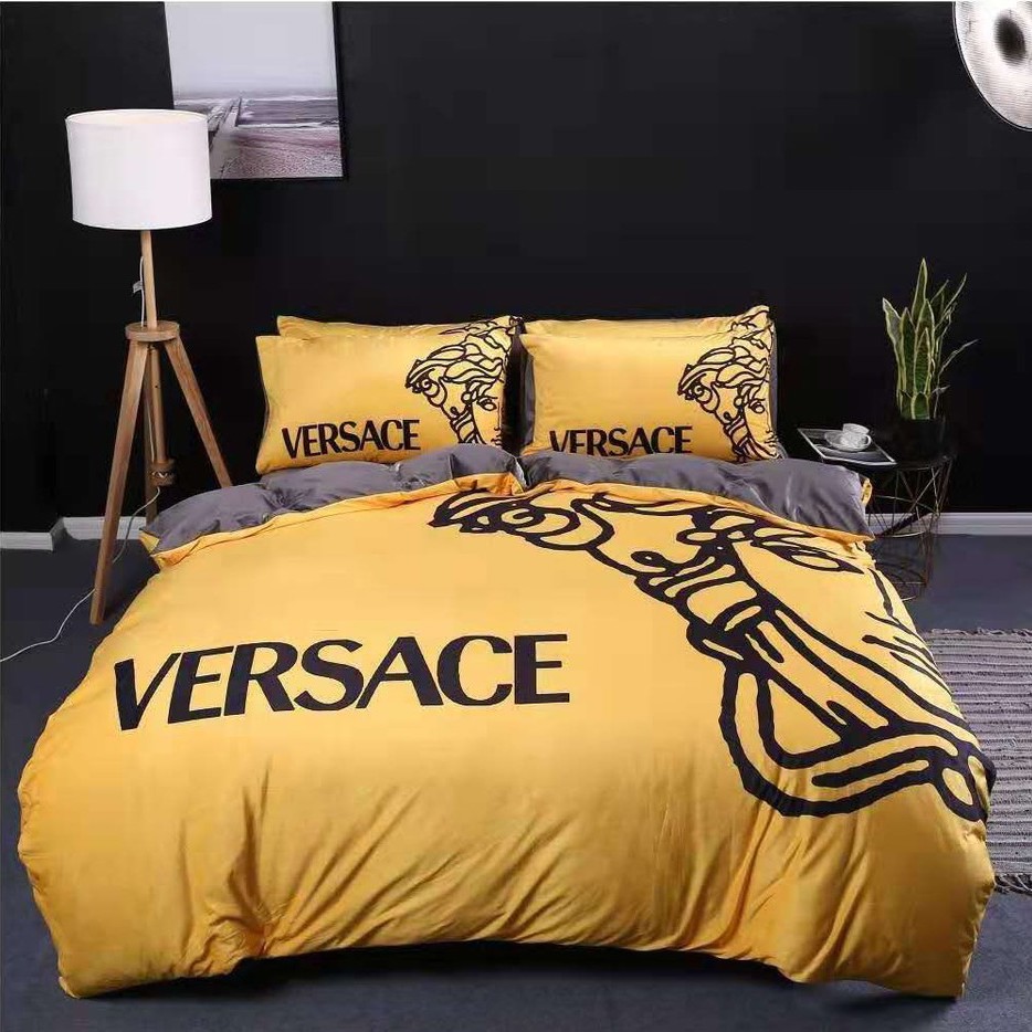 Versace Logo Brand Bedding Set Bedroom Luxury Bedspread Home Decor