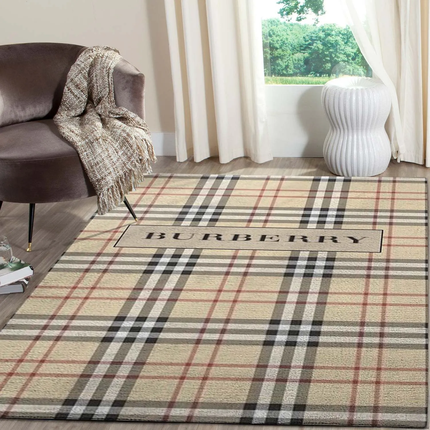 Burberry Rectangle Rug Home Decor Door Mat Luxury Fashion Brand Area Carpet